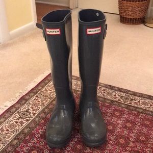 Grey Tall Hunter Rain Boots, Barely Worn!